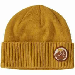 Bonnets Ski PATAGONIA BRODEO BEANIE SLOW GOING PATCH CABIN GOLD 23 Jaune