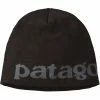 Bonnets Ski PATAGONIA BEANIE HAT LOGO BELWE BLACK 22 Noir -Bonnets Soldes Boutique 9 92613 beanie hat logo belwe black 28860 lgbk 01